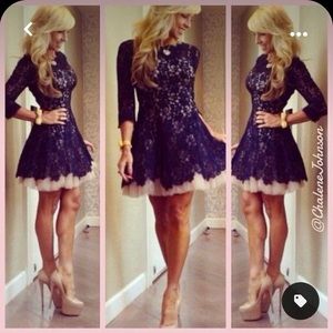 Blue and cream lace dress